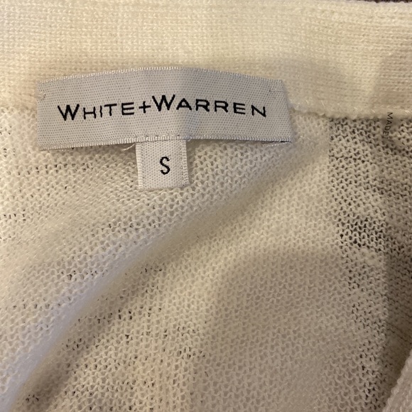 White + Warren Linen Blend Knit Toe Top Buttons Short Sleeve Ivory White - Picture 9 of 10